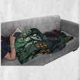 thumbnail image 6 of Halloween Soft Flannel Fleece Blanket, Haunted Medieval Cartoon Style Bats in Twilight Gothic Fiction Spooky Art Print, Cozy Plush for Indoor and Outdoor Use, 60" x 80", Orange Teal, by Ambesonne, 6 of 6