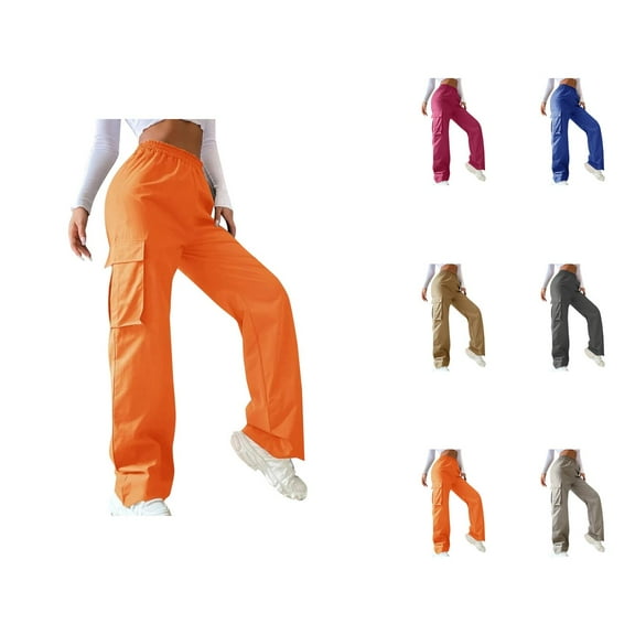 Women's Belt Less High Waisted Wide Leg Trousers Straight Leg Relaxed Style Trousers Casual Trousers Women Capri Pants Casual