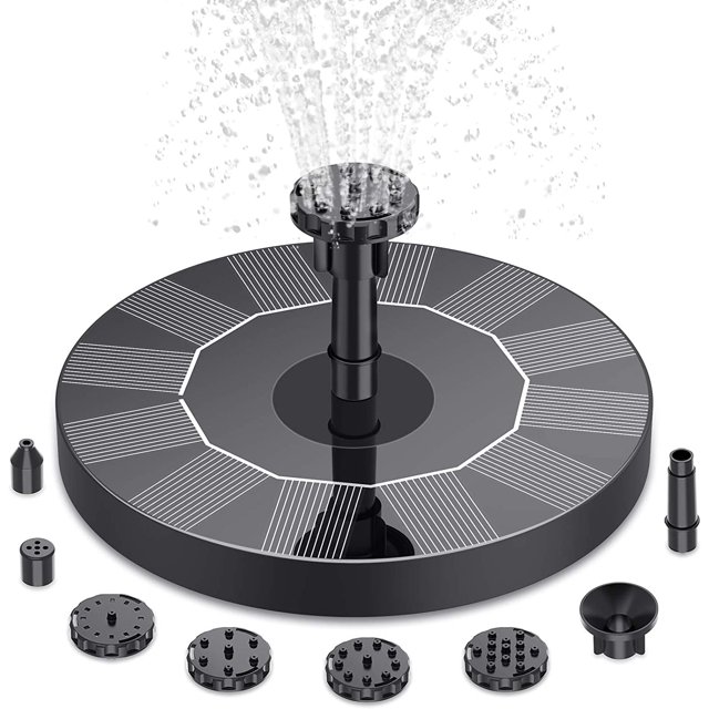 Bomba de fuente solar de 1,5 W, con 6 boquillas Fuente solar para baño de pájaros, fuentes flotantes con bomba de agua adecuadas para estanques