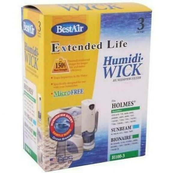 3Pc Best Air H100-3-5/H100-6 Extended Life Humidifier Filter, White