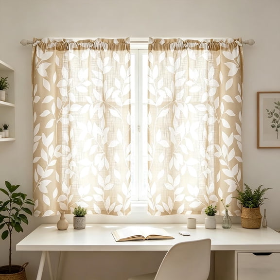 LEFXSMR 2pcs Sheer Curtains, Short Panels Kitchen Living Room Curtains, Breathable Voile Curtains for Living Room & Bedroom, 27.55*39.37"