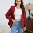 thumbnail image 4 of Defitshape Women's Rain Jacket Outdoor Waterproof Short Anoraks Hooded Lightweight Raincoat Long Sleeve Full Zip Fall Top Casual Windbreaker Burgundy 4, 4 of 5