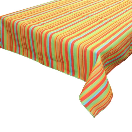 

Cotton Tablecloth Stripes Print / Multi Stripe Green Orange