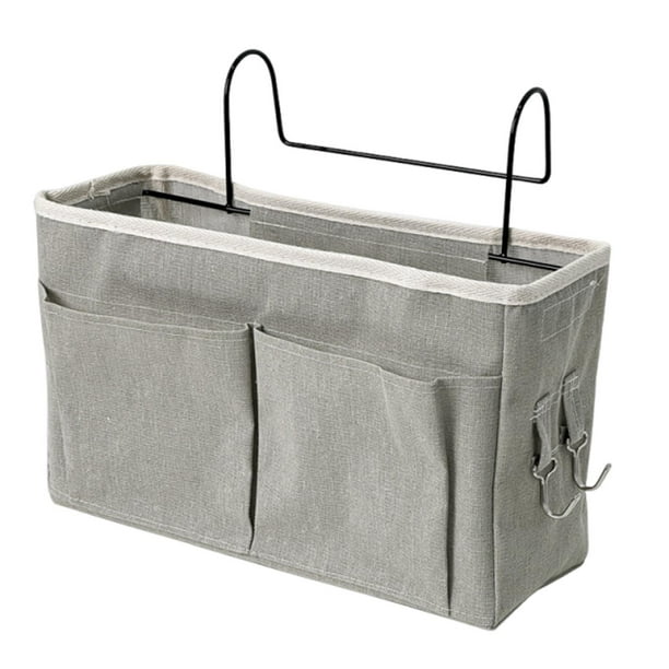 Cesta colgante Estante de mesita de noche Bolsa colgante de tela para mesita de noche Organizador de almacenamiento para litera superior con ganchos para teléfono, libros, control remoto, refrigerios