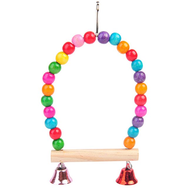 Parrot Swing Perch Arch Design Wood Bird Cage Swing Bird Hanging Perch with Bell