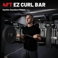 thumbnail image 3 of ROALW EZ Curl Bar, 47-Inch Olympic Barbell for Bicep & Tricep Workouts - 500 LB Capacity, Compatible with 2-Inch Weight Plates, Ideal for Home Gym Strength Training, Black Silver, 3 of 8