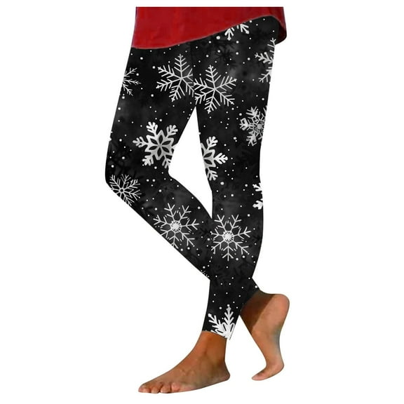 Women's Christmas Printed Yoga Leggings High Waisted Workout Pants for Fitness Running and Exercise