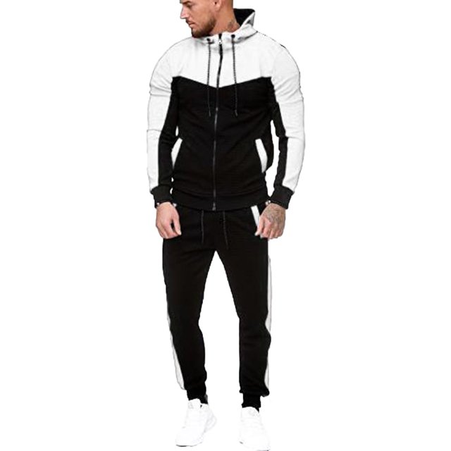 Hombres Casual Sudadera Con Capucha Colorblock Cardigan Deportes Al Aire Libre Cremallera Sudadera Traje Odeerbi ODB-6