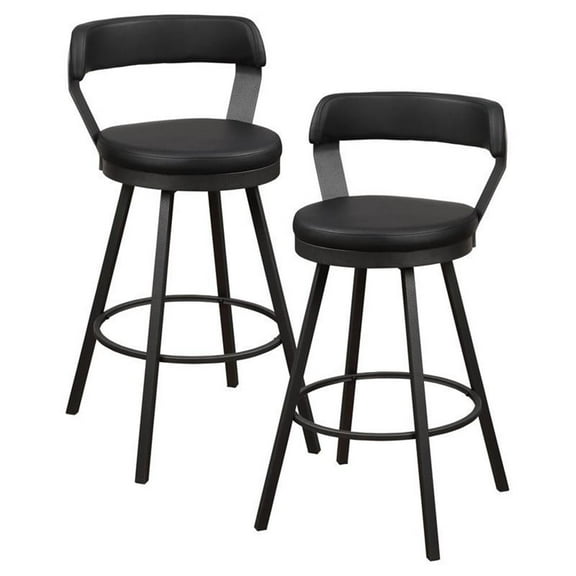 Lexicon Appert Metal Swivel Pub Height Chair in Silver/Black (Set of 2)