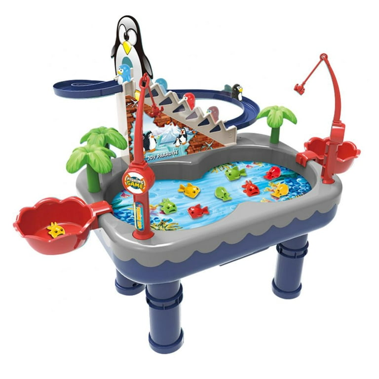 GYRATEDREAM Kids Fishing Game Toys with Slideway, Electronic Toy Fishing  Set with Magnetic Pond, 9 Fish, 3 Penguin, 2 Toy Fishing Poles