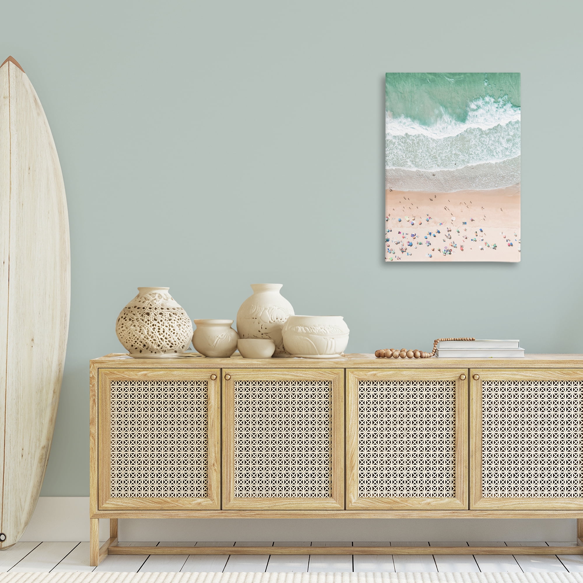 Stupell Industries Aerial Summer Beach Nautical & Beach Painting Wrapped Canvas Art Print Wall Art, 24 x 36