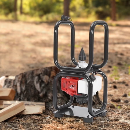 ToppiJoy 2-Stroke 64CC Gas Powered Wood Splitter, Air Cooling Engine Automatic Log Splitter Manual Start Firewood Splitter Motor with 0.4Gal Fuel Tank for Firewood Supply