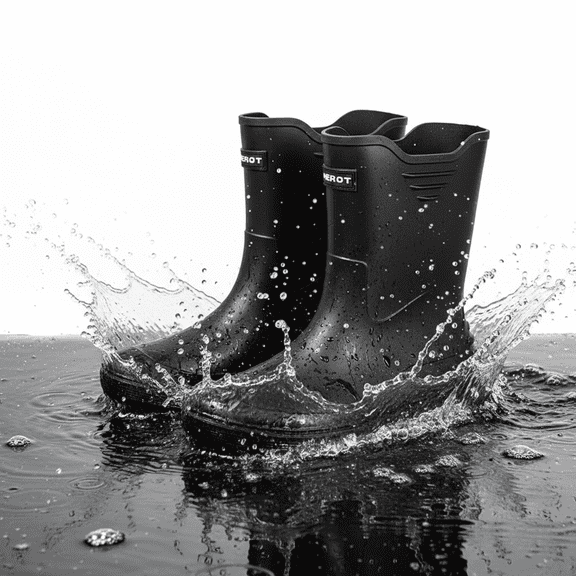 LIXI Rain Boots for Men, Anti-Slip Waterproof Shoes, Mid Height Rubber Mud Boots for Outdoor Garden & Fishing & Boating, Black