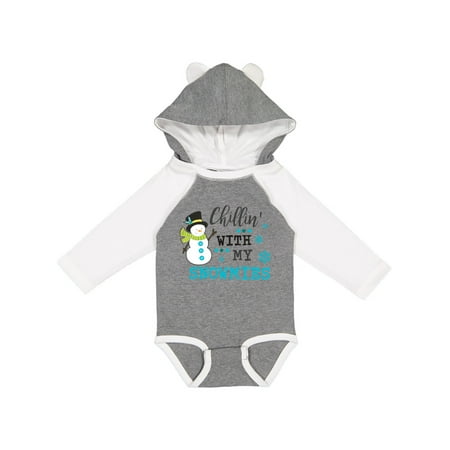 

Inktastic Chillin with my Snowmies with Snowman Clip Art Gift Baby Boy or Baby Girl Long Sleeve Bodysuit