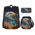 thumbnail image 1 of Balery Stained Glass Eagle USA Mochila escolar 3 en 1 para niños: mochila resistente con lonchera térmica y estuche para lápices. Mochila escolar para niños y niñas., 1 of 7