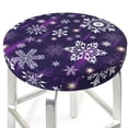 thumbnail image 3 of Disketp Christmas Purple Snowflakes Funda Redonda para Taburete, Funda de Cojín para Silla de Bar Suave y Elástica-14 inch, 3 of 7
