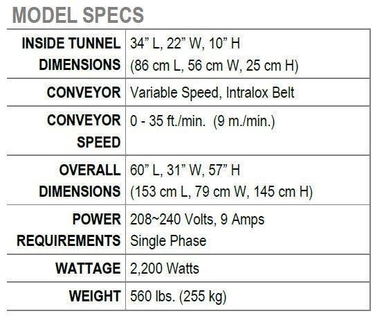 Banding Heat Shrink Tunnel 22" W x 10" H Opening SB3422 by HEAT SEAL