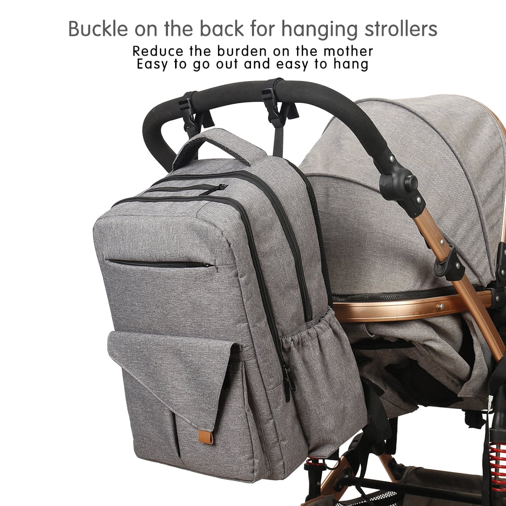 Baby Diaper Bag Tote Backpack Stroller Hanging Bag Portable Multifunction Diaper Organizer Storage Bag Mommy Bag for Outdoor Travel