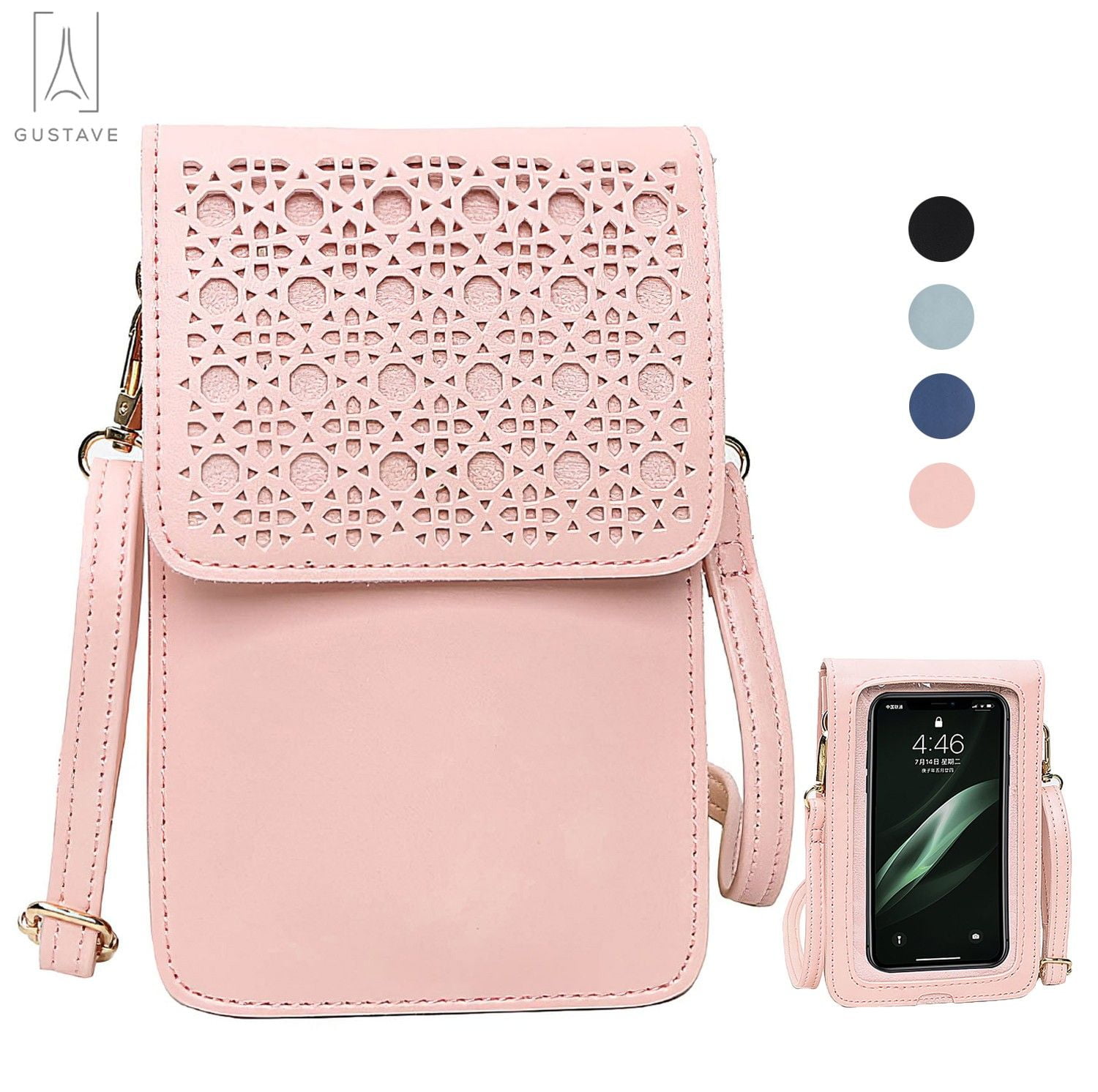 fancy touch screen waterproof leather crossbody universal phone bag