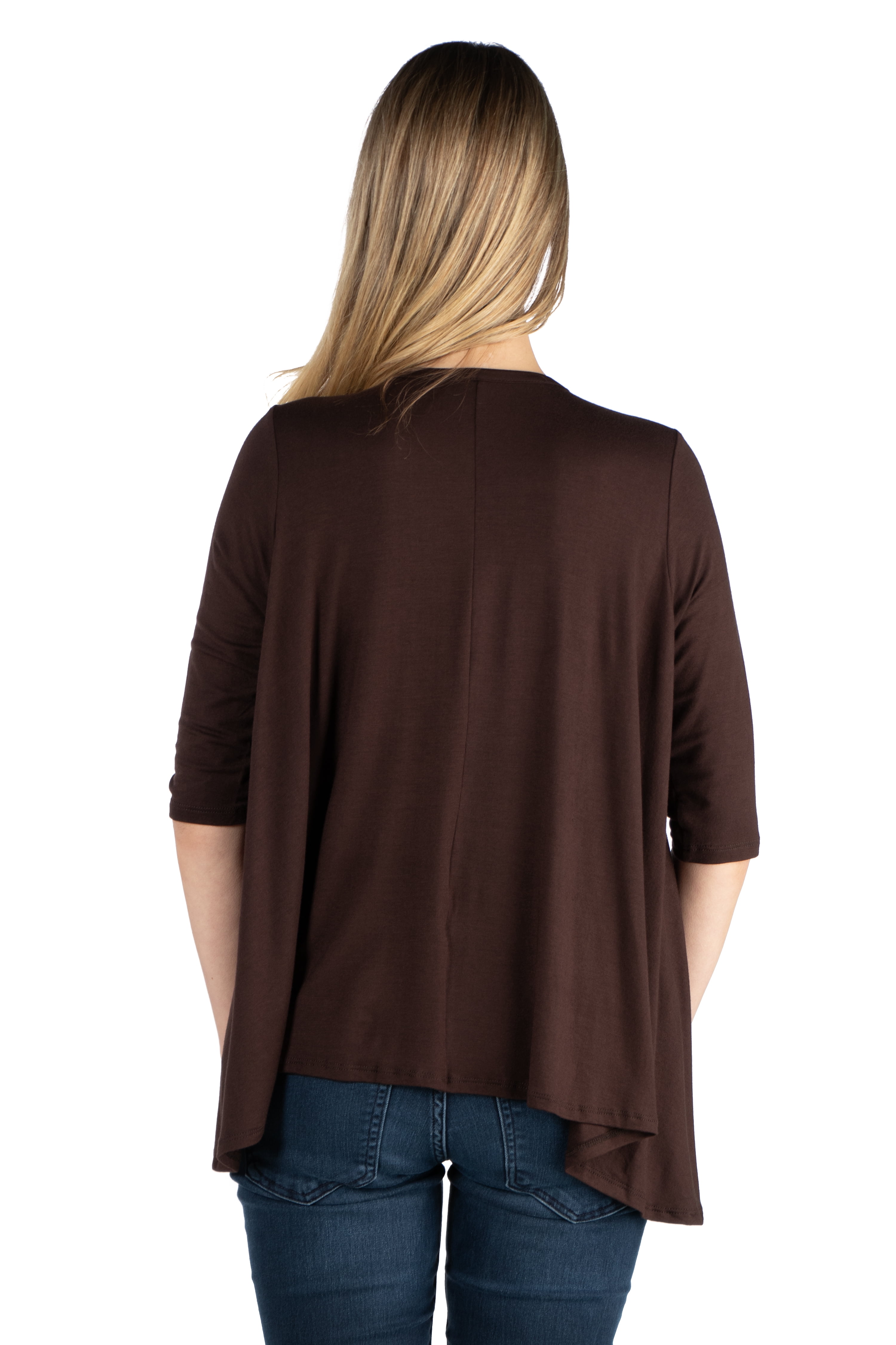 24seven Comfort Apparel Elbow Length Sleeve Maternity Open Cardigan