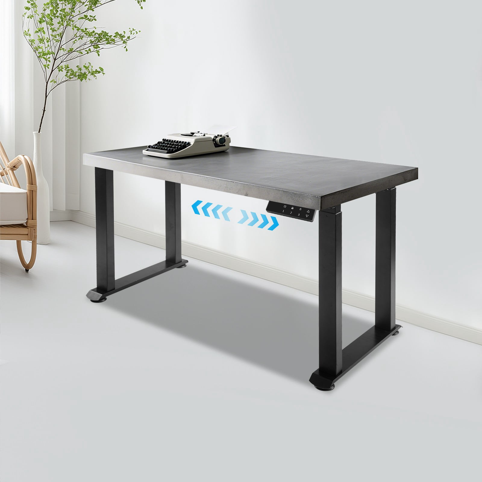 Modern Excellent Performance Free Standing Black Dual Motor Adjustable Desk Rack Frame for Offices, Homes