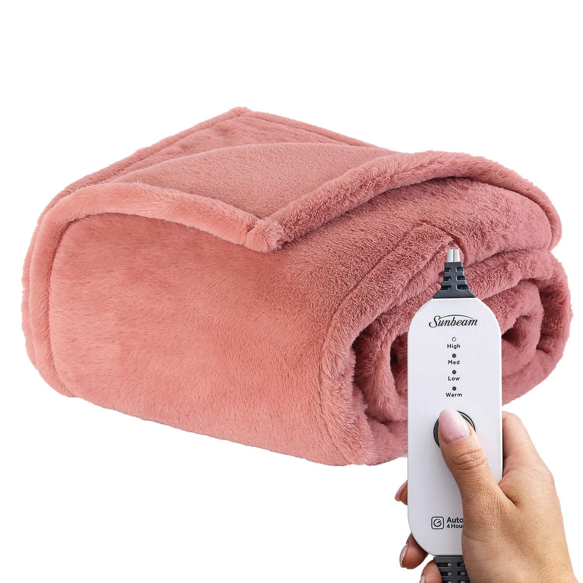 Sunbeam Luxe Faux Fur Heated Throw 50 x 60 Walmart