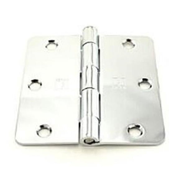 3.5 x 3.5 in. 0.25 in. Radius Full Mortise Residential Plain Bearing Hinge, Bright Chrome