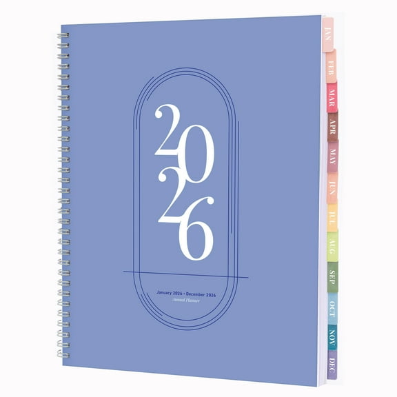 Rileys 2026 Planner, Agenda Planner With Weekly And Monthly View, Daily Agenda Book And Yearly Planners Calendar Book, Spiral Bound With Tabs, Notes, Goals And Holidays (Blue, 8.5 x 11 in)