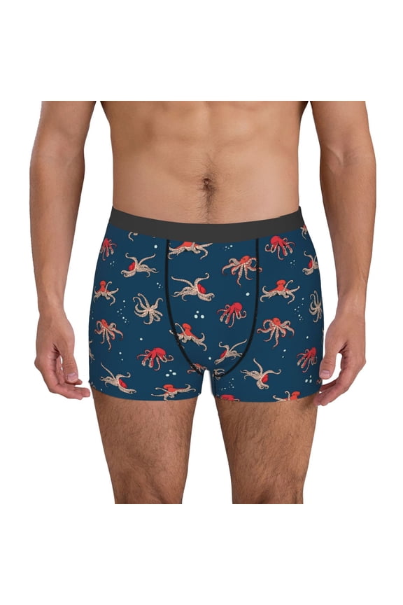 Octopus Sea Life Men's Underwear Boxer Briefs Pack, ComfortSoft Boxer Brief for Men, Moisture-Wicking Breathable-Small
