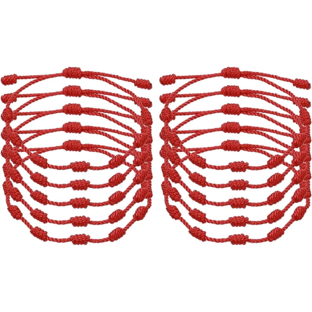 10 Pcs Adjustable Cord Bracelet String, 7 Knot Good Luck Handmade Braided String Protection for Women DIY Wrist Jewelry Making, 13-26cm Long
