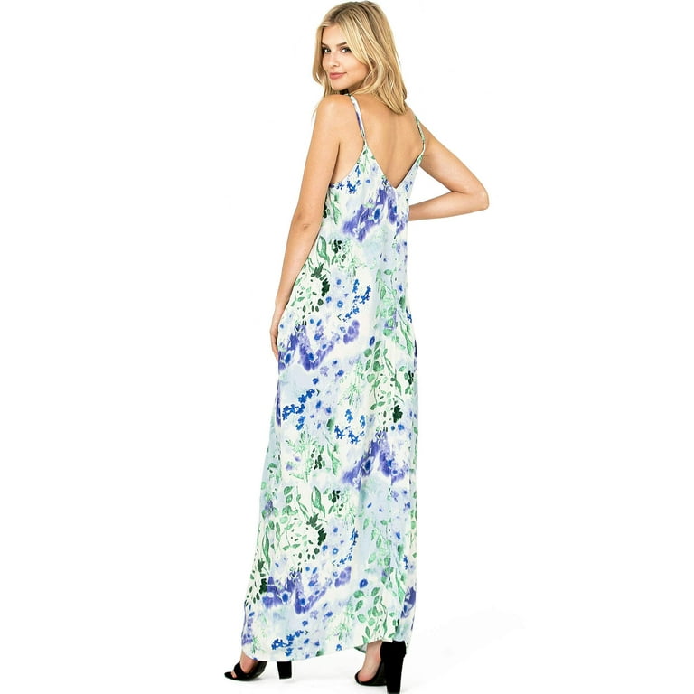 Love Stitch Women's Harem Summer Floral Pocket Maxi Dress (Violet