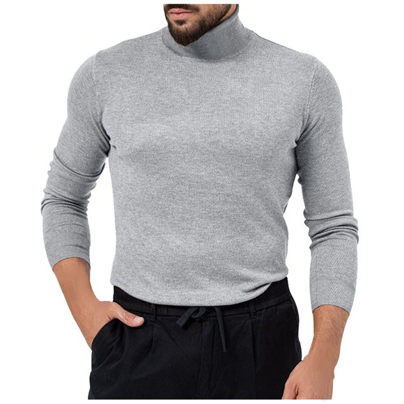 Blusa y camisas de cuello alto y manga larga para hombre, de color liso, muy elásticas, de punto con cuello alto y capucha, top de manga larga, top/camisa de cuello alto y manga larga, blusa para homb
