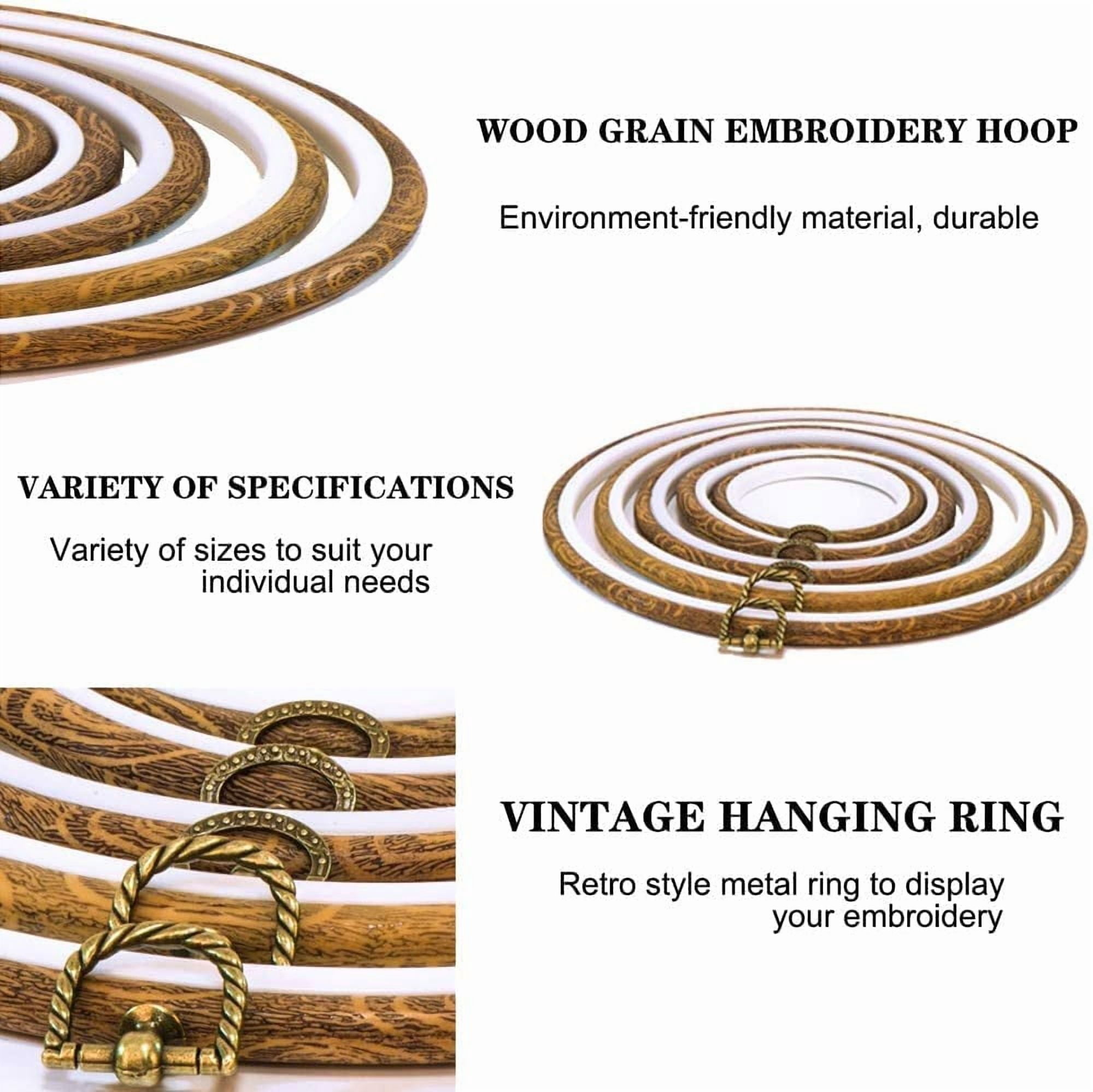ABPETE 5 Pieces 10 inch Round Embroidery Hoops, Imitated Wood Hoop Embroidery Frames for Display, Cross Stitch Embroidery Round Hoops Arts Decoration