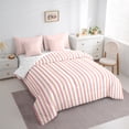 thumbnail image 3 of Manfei Geometric Stripes Lines7pcs Bedding Comforter Set,Modern Geometric Aesthetic Queen Bedding Sets,Girls Pink Queen Sheet Sets For Children,Microfiber Bedroom Decor Reversible, 3 of 8