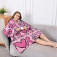 thumbnail image 5 of Oversized Wearable Blanket Hoodie,Pink Breast Cancer and Love Sherpa Blanket Hoodie with Super Pockets,Super Warm Fuzzy Pullover for Women & Men, 5 of 6