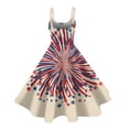 thumbnail image 4 of HAJWOH Women Independence Day Dresses 50s 60s Vintage Sleeveless Star and Stripe Print Cocktail Swing Dress Retro Patchwork Midi Evening Dress Beige XXXL, 4 of 4