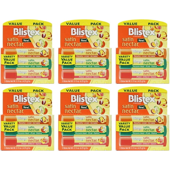 Satin Nectar Lip Moisturizer Variety Value Pack 0.15 Ounce Each (6 Pack)