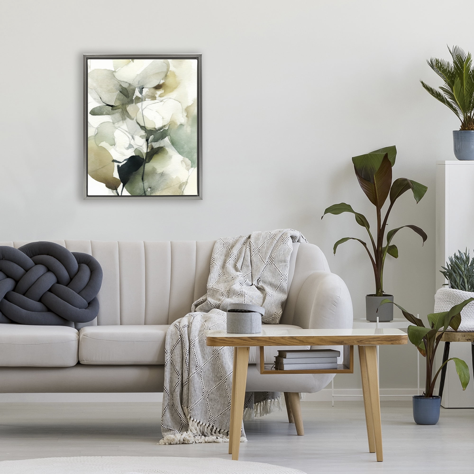 Stupell Industries Floral Branches in Motion Gray Framed Floater Canvas Wall Art, design by Svetlana Aleynikova