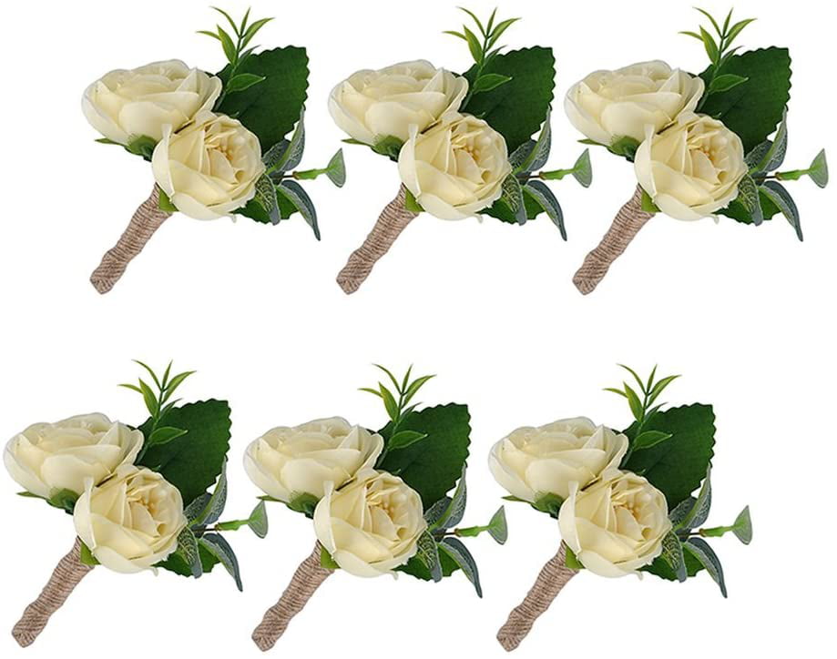 Bridal Artificial Rose Boutonniere Bouquet Corsage Wedding Flowers Groom 