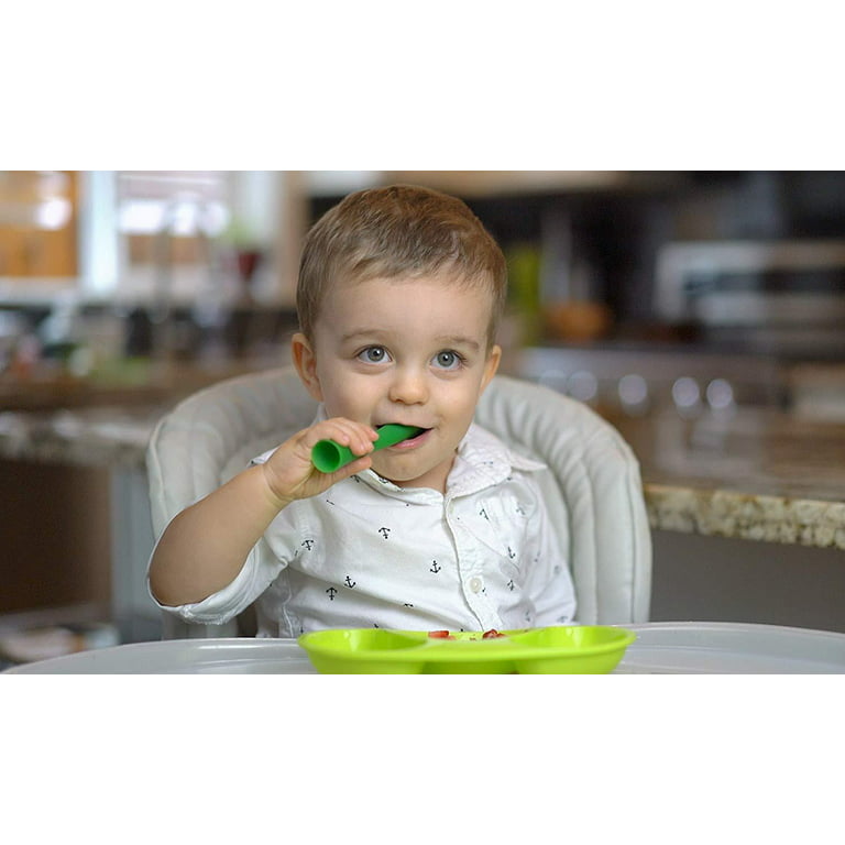 Lot Of 2 Ola Baby Silicone Training Spoon Teether Green Feeding Flexible