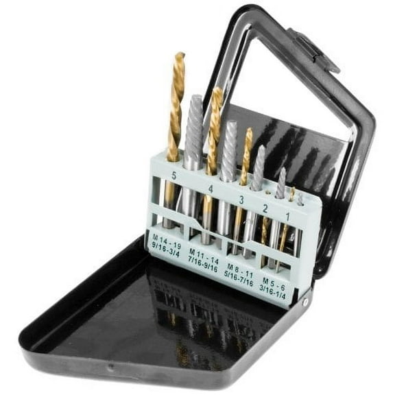 Performance Tool W8697 10-Piece Spiral Flute Screw Extractor Set