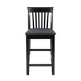 thumbnail image 2 of Linon Torino Full Back Wood Counter Stool, 24" Seat Height, Black Finish with Black Fabric, 2 of 9