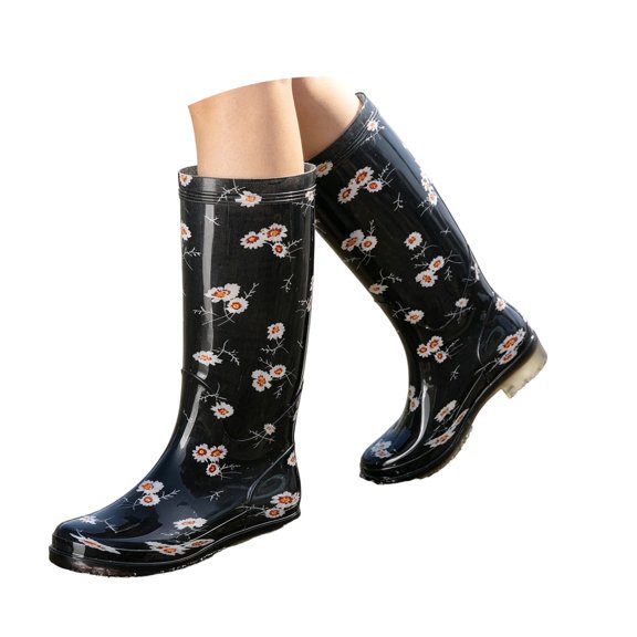 YUEHUA Womens Rain Boots Long Casual Outdoor Toe Rain Boots Wet Weather Waterproof Anti- Shoes Comfortable Insole Light Rain Shoes Outdoor Rain Shoes