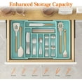 thumbnail image 2 of Lifewit Silverware Drawer Organizer, Expandable Utensil Organizer for Kitchen Drawers, Adjustable Cutlery and Flatware Tray, Plastic Spoons Forks Knives Holder Storage Dividers, Large, Turquoise, 2 of 8