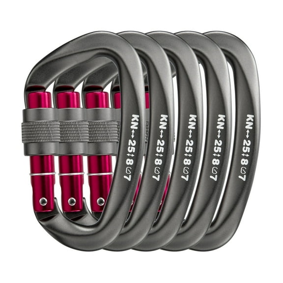 25KN Locking Climbing Carabiner, Heavy Duty Large Carabiner Clip for Rock Climbing, Rappelling, Hunting, and Rescue Gear-Gray