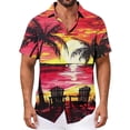 thumbnail image 5 of LODIENY Hawaiian Shirt for Men Trendy Tropical Palm Tree Sunset Printed Loose Fit Shirt Short Sleeve Casual Button Down Holiday Beach Graphic T-Shirts Tops with Pocket Multicolor#25 L, 5 of 7