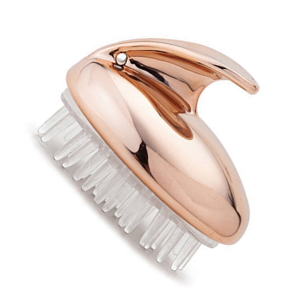 Cepillo para el cabello de silicona suave desmontable, limpieza profunda, reduce la caspa, cepillo de masaje para el cuero cabelludo, oro rosa