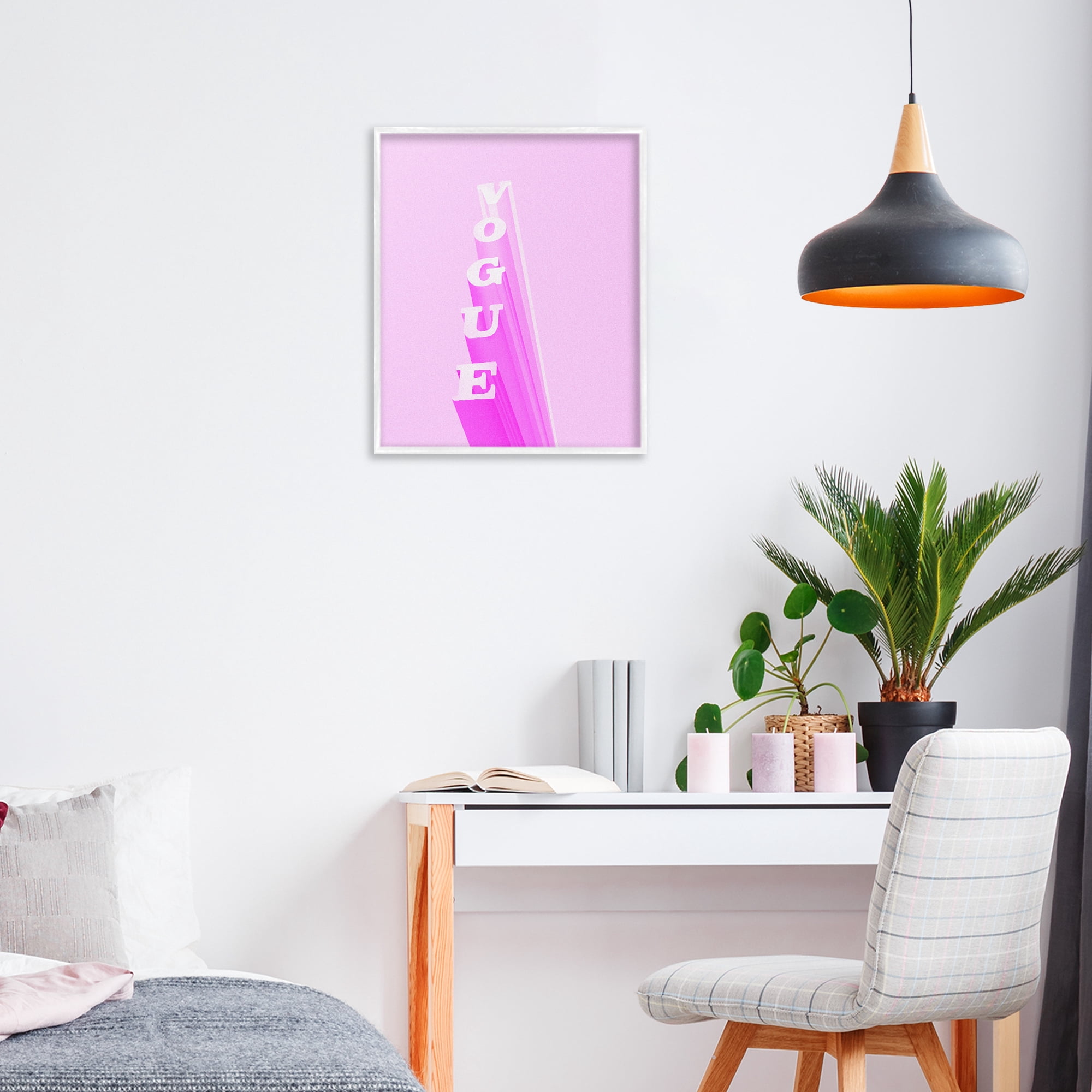 Stupell Industries Pink Vertical Glam Lettering White Framed Giclee Art, design by Ziwei Li