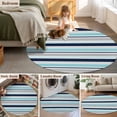 thumbnail image 5 of Round Area Rug 8 Ft, Grey Blue Striped Washable Non-Slip Circle Carpet for Living Room/Bedroom, Farmhouse Stripes Abstract Art Navy Blue Collection Low-Profile Large Area Rugs for Indoor, 5 of 8
