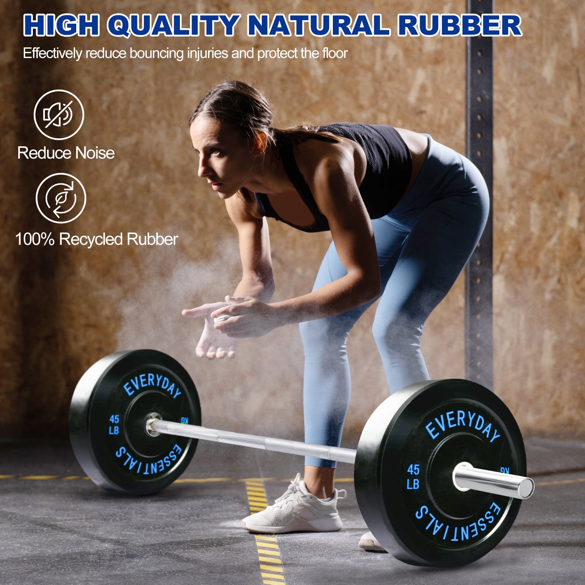 (3 pack) BalanceFrom Olympic Bumper Plate Weight Plate, 45 lbs Pair Black